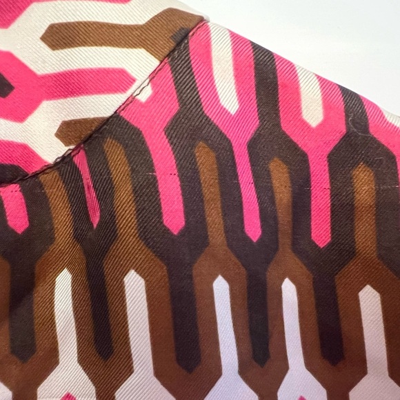 Milly Women’s Silk Shift Mini Cocktail Formal Bold Pink and Brown Dress Size 2 - Picture 5 of 7